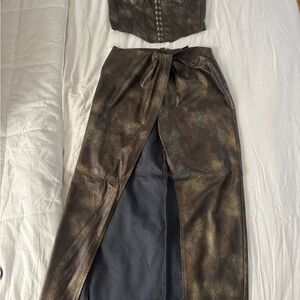 Fashion Nova Brown Corset and Skirt Set